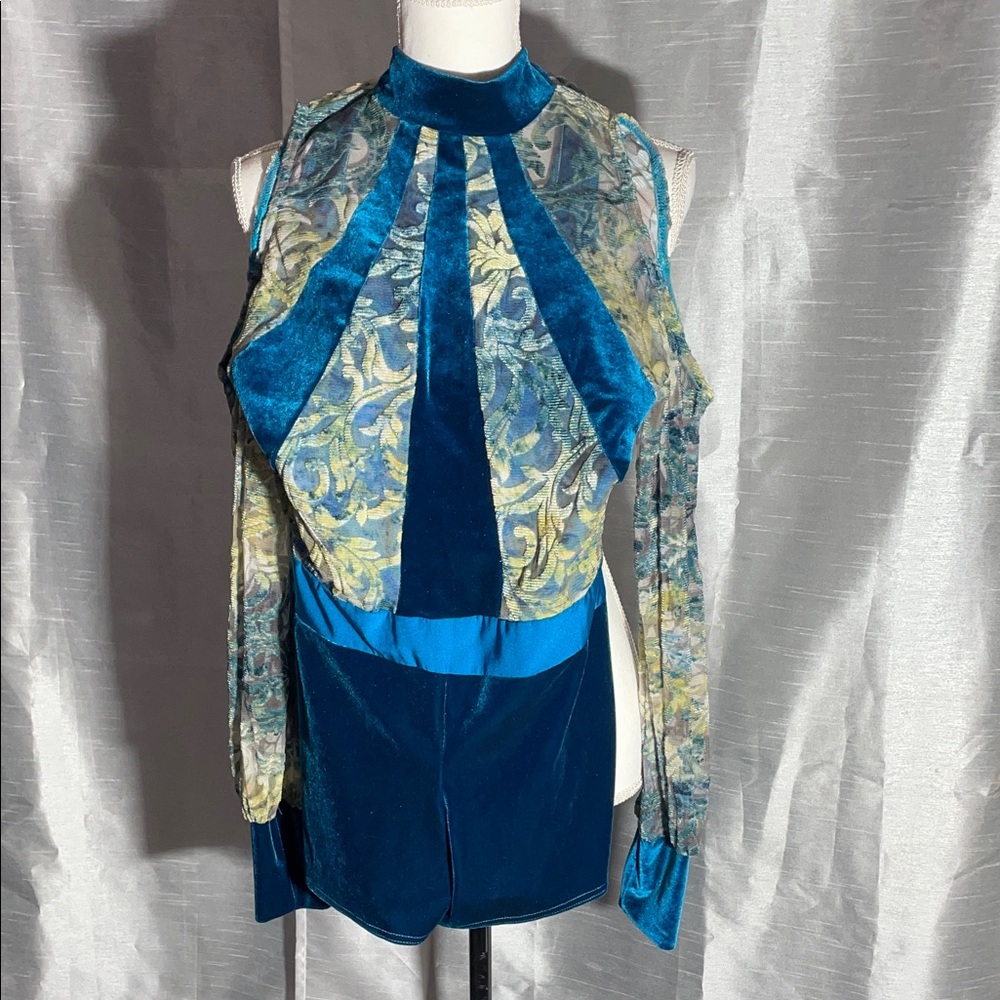 Velvet dance costume -off shoulder/lined